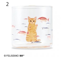 看魚玻璃杯 茶虎猫